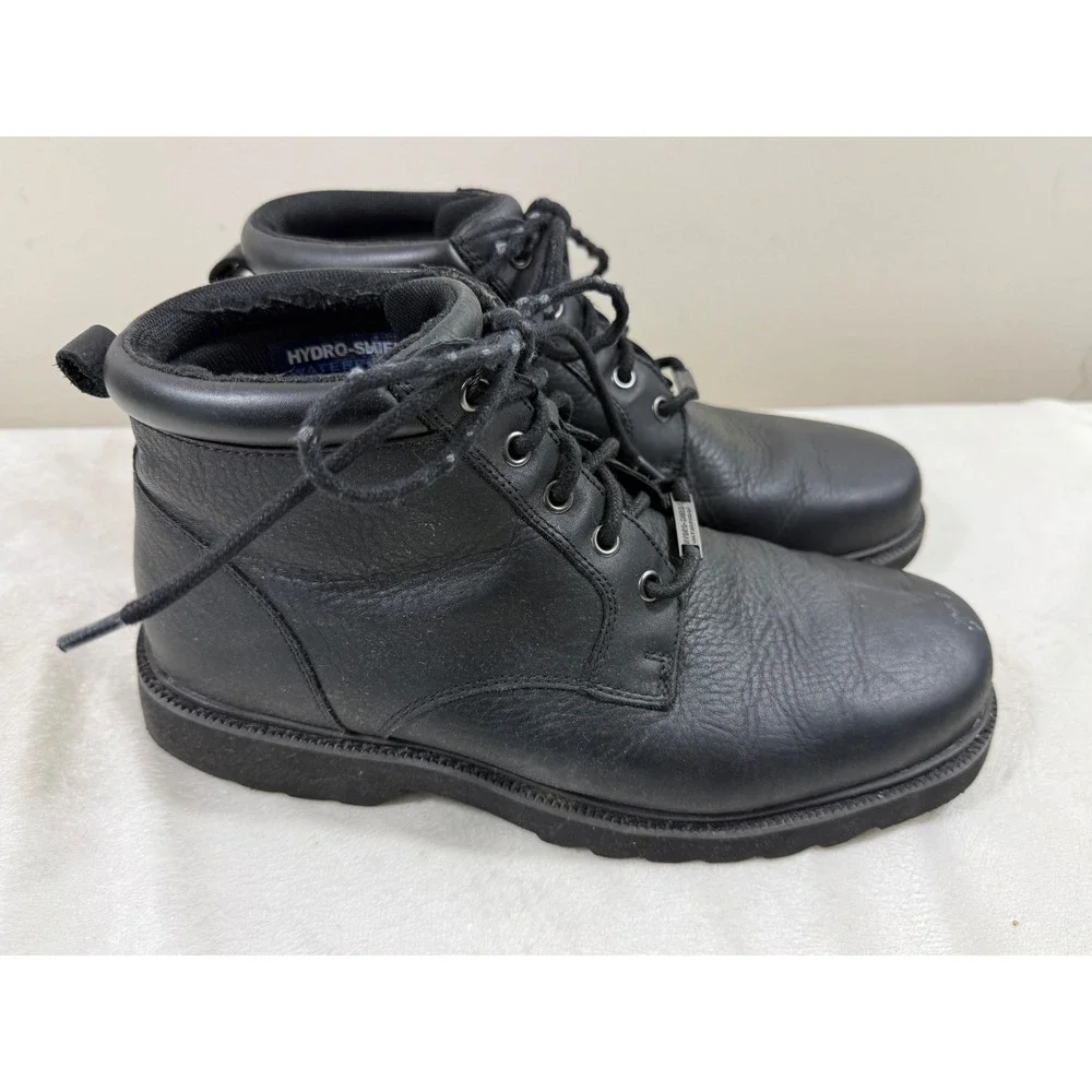 Rockport Men's 9.5 Black Leather Hydro-Shield Waterproof Chukka Boots